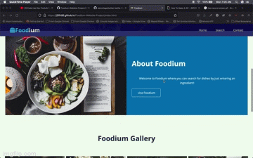 A Gif showing Foodium Web App